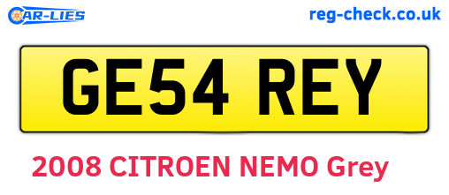 GE54REY are the vehicle registration plates.