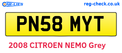 PN58MYT are the vehicle registration plates.