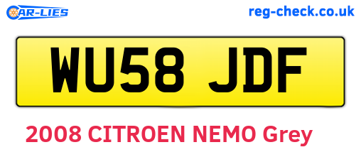 WU58JDF are the vehicle registration plates.