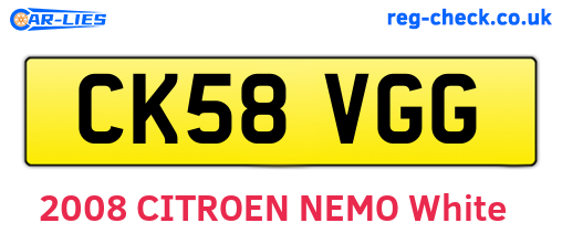 CK58VGG are the vehicle registration plates.
