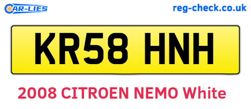 KR58HNH are the vehicle registration plates.