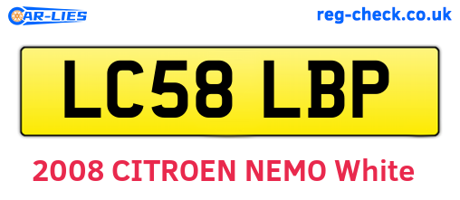 LC58LBP are the vehicle registration plates.