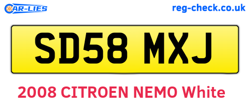 SD58MXJ are the vehicle registration plates.