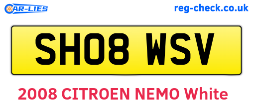 SH08WSV are the vehicle registration plates.