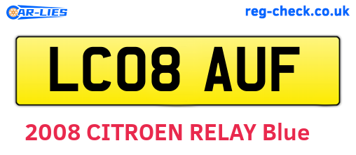 LC08AUF are the vehicle registration plates.