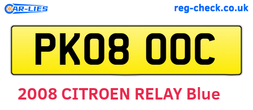 PK08OOC are the vehicle registration plates.