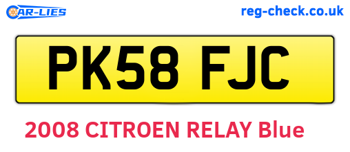 PK58FJC are the vehicle registration plates.