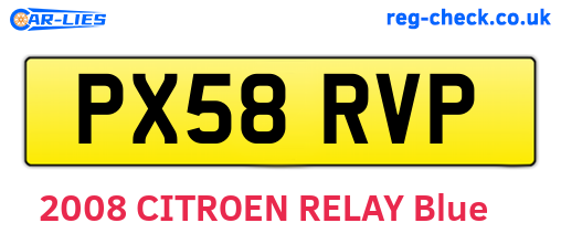 PX58RVP are the vehicle registration plates.