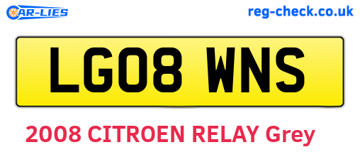 LG08WNS are the vehicle registration plates.