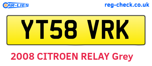 YT58VRK are the vehicle registration plates.