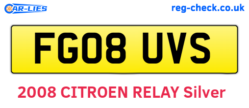 FG08UVS are the vehicle registration plates.
