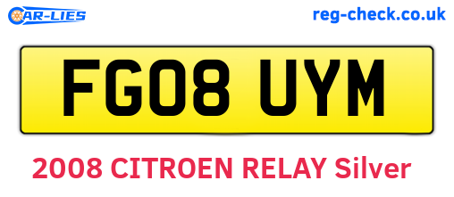 FG08UYM are the vehicle registration plates.