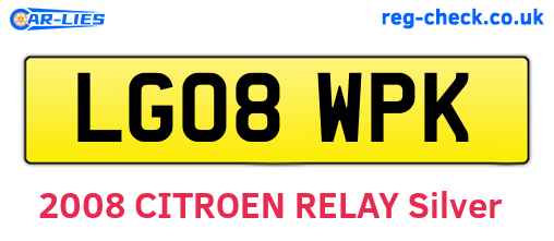 LG08WPK are the vehicle registration plates.