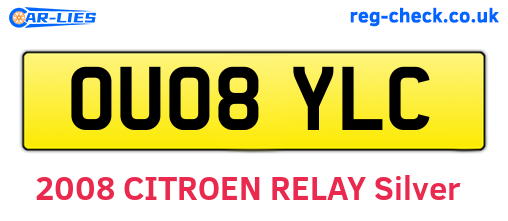 OU08YLC are the vehicle registration plates.