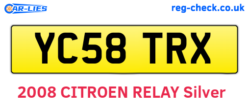 YC58TRX are the vehicle registration plates.