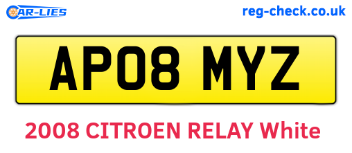 AP08MYZ are the vehicle registration plates.