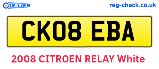 CK08EBA are the vehicle registration plates.