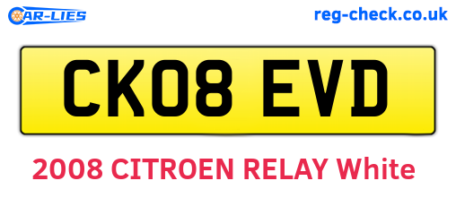 CK08EVD are the vehicle registration plates.