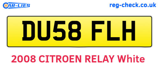 DU58FLH are the vehicle registration plates.