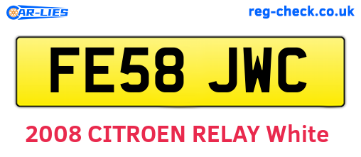 FE58JWC are the vehicle registration plates.