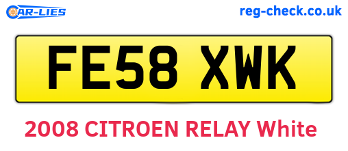 FE58XWK are the vehicle registration plates.