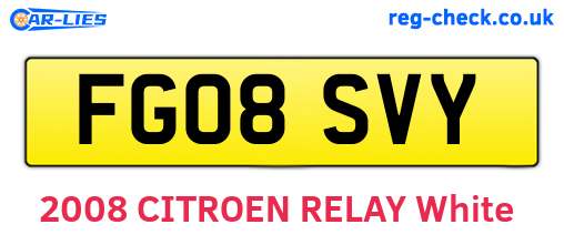 FG08SVY are the vehicle registration plates.