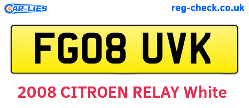 FG08UVK are the vehicle registration plates.