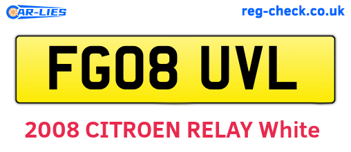 FG08UVL are the vehicle registration plates.