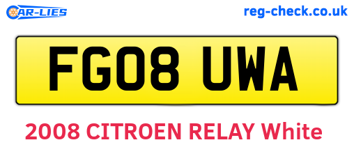FG08UWA are the vehicle registration plates.