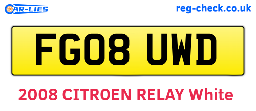 FG08UWD are the vehicle registration plates.