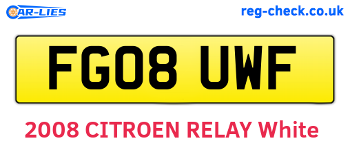 FG08UWF are the vehicle registration plates.