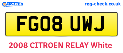 FG08UWJ are the vehicle registration plates.