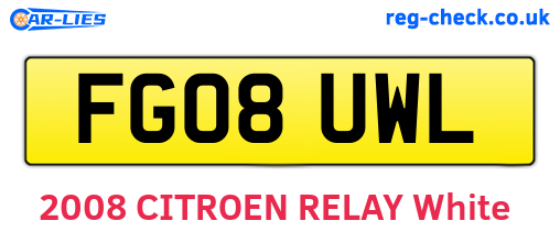FG08UWL are the vehicle registration plates.
