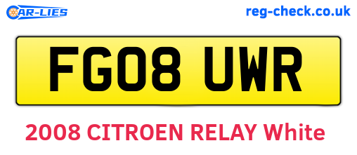 FG08UWR are the vehicle registration plates.