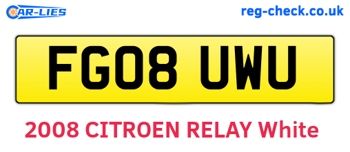 FG08UWU are the vehicle registration plates.