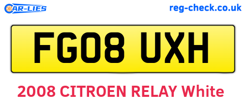 FG08UXH are the vehicle registration plates.