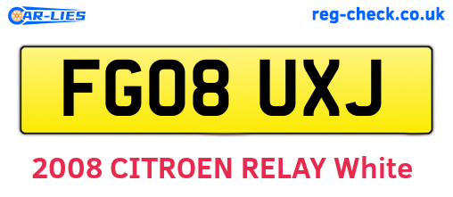 FG08UXJ are the vehicle registration plates.