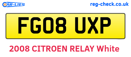 FG08UXP are the vehicle registration plates.