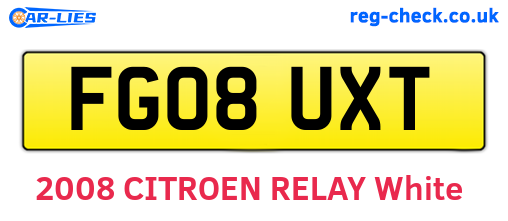 FG08UXT are the vehicle registration plates.