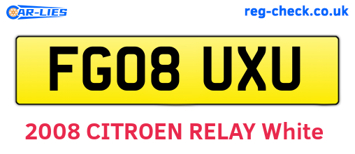 FG08UXU are the vehicle registration plates.