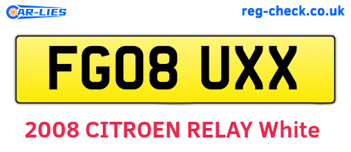 FG08UXX are the vehicle registration plates.