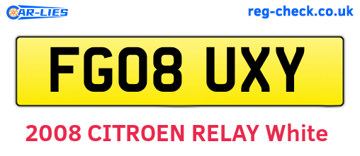 FG08UXY are the vehicle registration plates.