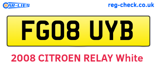 FG08UYB are the vehicle registration plates.