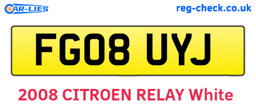 FG08UYJ are the vehicle registration plates.