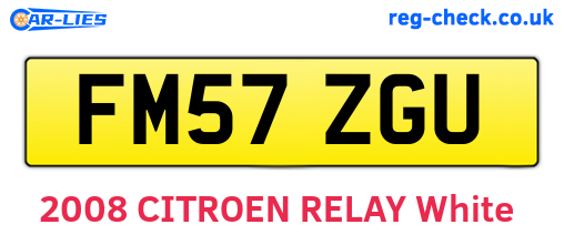 FM57ZGU are the vehicle registration plates.