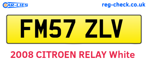 FM57ZLV are the vehicle registration plates.
