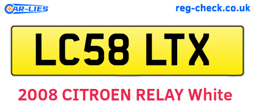LC58LTX are the vehicle registration plates.
