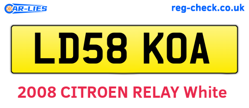LD58KOA are the vehicle registration plates.