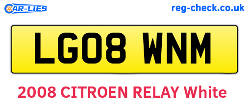 LG08WNM are the vehicle registration plates.