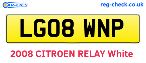 LG08WNP are the vehicle registration plates.